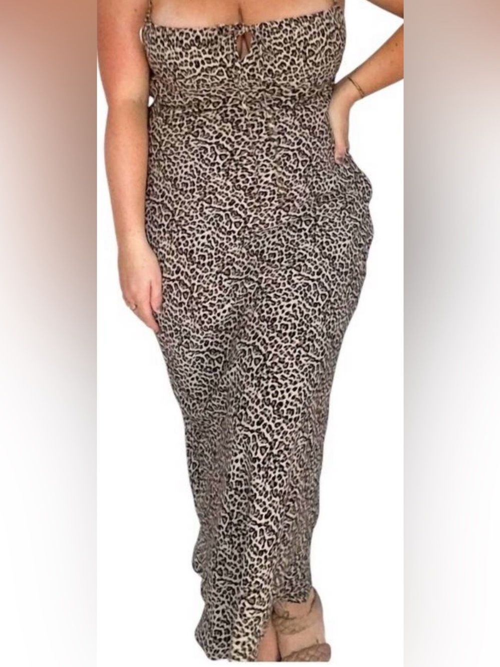 Le Lis Leopard Print Pencil Dress in Tan and Black